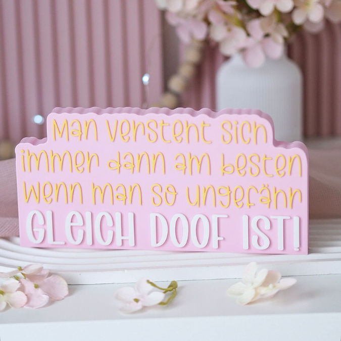 STL 3D Druck Datei Aufsteller Schriftzug Statement Freundschaft gleich doof Freunde Freundinnen 3D-Druck Datei Quote Spruch positiv – Bild 7
