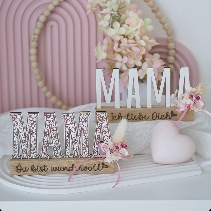 SVG Laserdatei Klötzchenschrift Mama Floral Muttertag Klötzchendatei Easy Sticks SVG Datei Mami – Bild 21