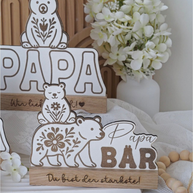 SVG Datei Vatertag Bären Klötzchen Datei Geschenkidee für Papa Mann SVG Laserdatei Lasercut Männergeschenk Mann Vater Easy sticks Papabär – Bild 17