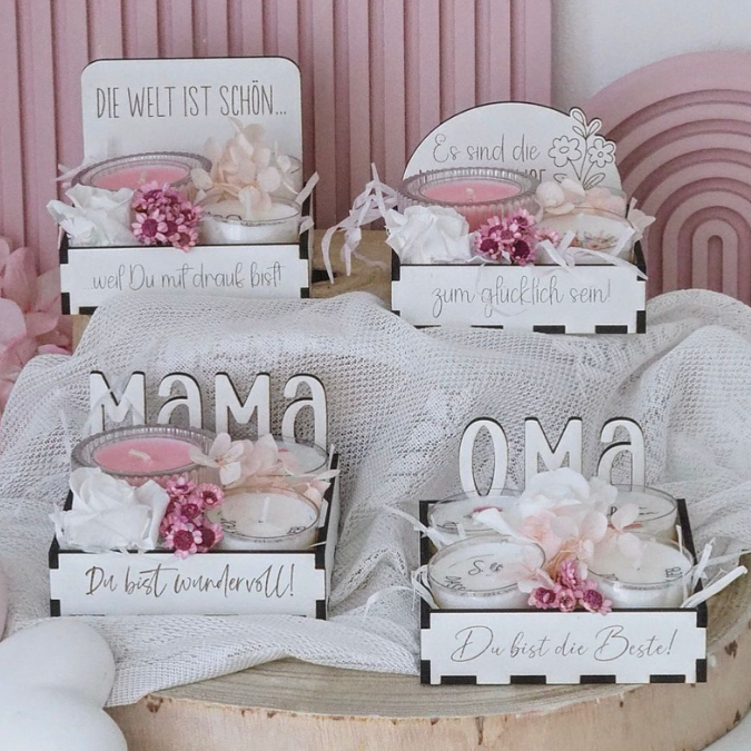 SVG Laserdatei Box für 4 Teelichter Muttertag Oma Beste Freundin Mama Beste Mama Geschenk zum Muttertag Großmutter Geschenkidee SVG Datei – Bild 28