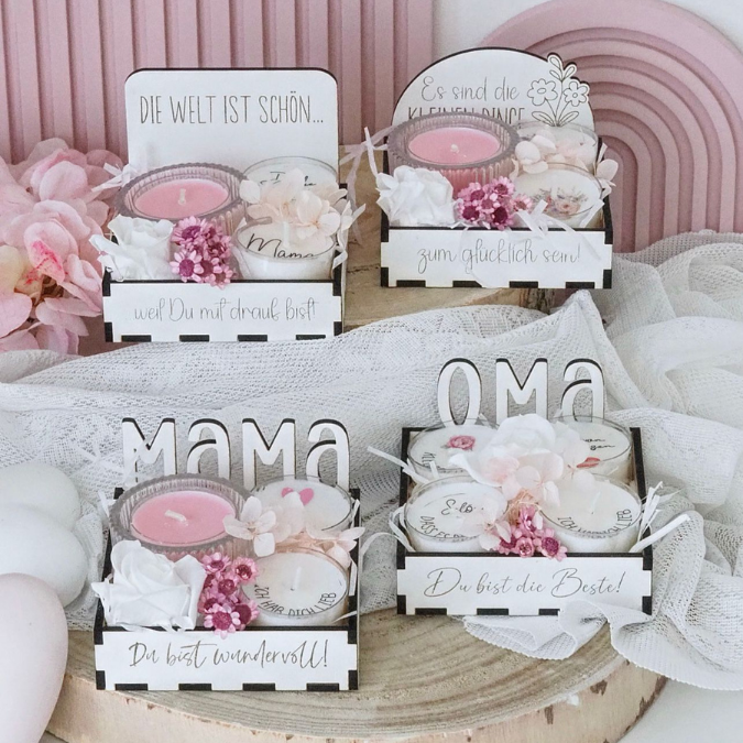 SVG Laserdatei Box für 4 Teelichter Muttertag Oma Beste Freundin Mama Beste Mama Geschenk zum Muttertag Großmutter Geschenkidee SVG Datei – Bild 29