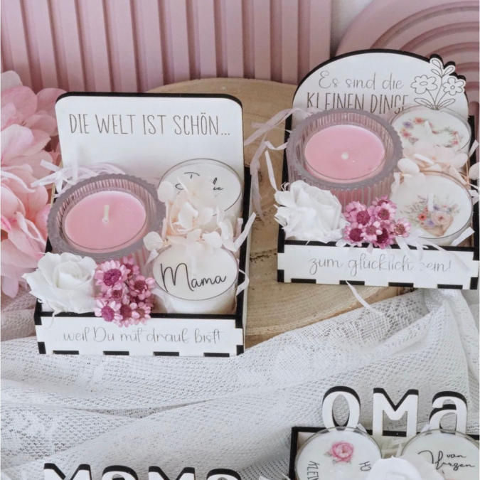 SVG Laserdatei Box für 4 Teelichter Muttertag Oma Beste Freundin Mama Beste Mama Geschenk zum Muttertag Großmutter Geschenkidee SVG Datei – Bild 31