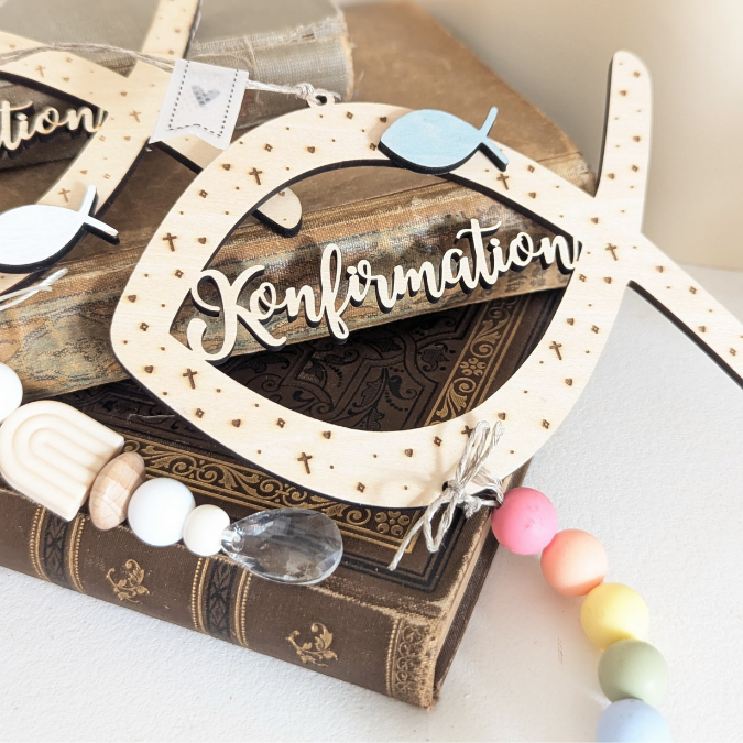 SVG Laserdatei Fisch Kränze 9 Designs inkl Sonnenfänger Konfirmation Kommunion Firmung Taufe Anhänger Kirche SVG-Datei personalisierbar – Bild 28