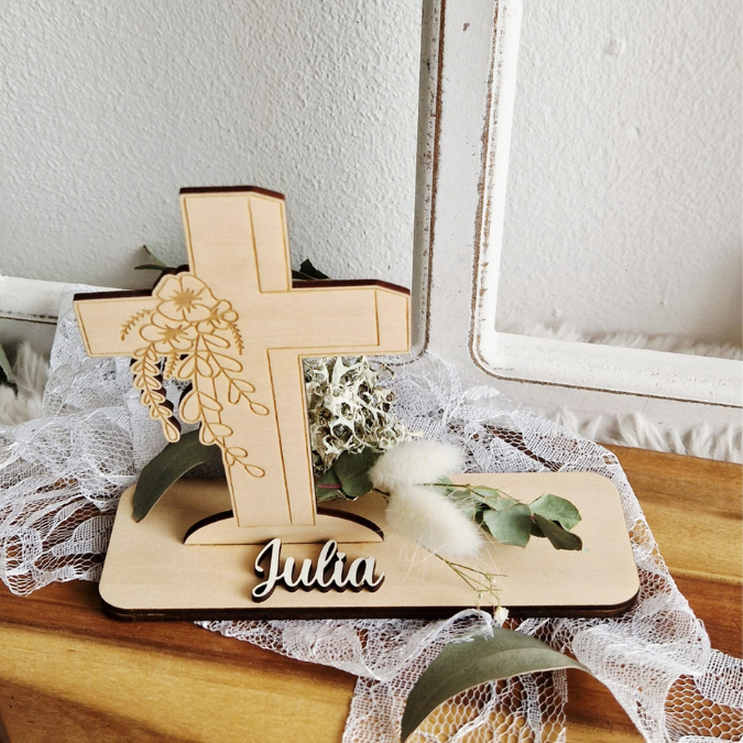 SVG Laserdatei 6 Designs Aufsteller Engel Kreuz inkl. Gravuren Kirche SVG-Datei personalisierbar Taufe Kommunion Konfirmation Firmung – Bild 14
