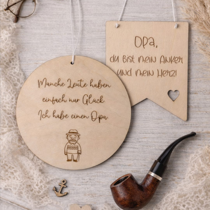 SVG Laserdatei Holzscheibe Wimpel 3er Set Opa Großvater Bester Opi Vatertag Familie Geschenkidee Großeltern SVG Datei Männer Mann UrOpa – Bild 8