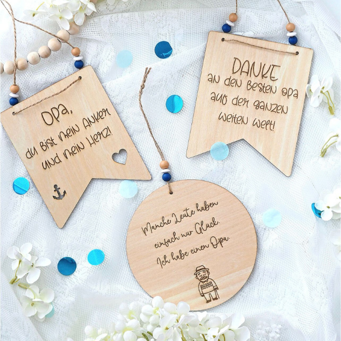 SVG Laserdatei Holzscheibe Wimpel 3er Set Opa Großvater Bester Opi Vatertag Familie Geschenkidee Großeltern SVG Datei Männer Mann UrOpa – Bild 15