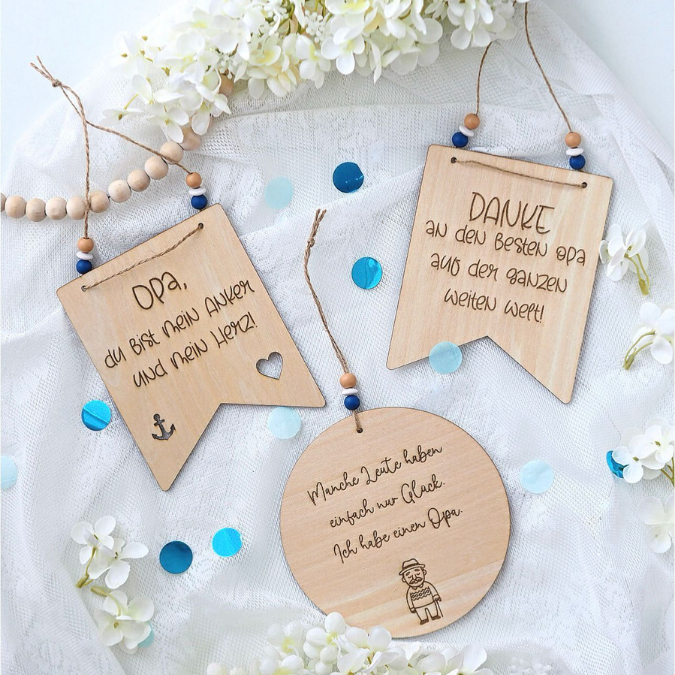 SVG Laserdatei Holzscheibe Wimpel 3er Set Opa Großvater Bester Opi Vatertag Familie Geschenkidee Großeltern SVG Datei Männer Mann UrOpa – Bild 16