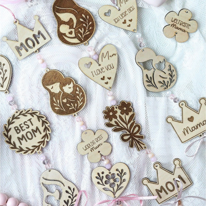 SVG Laserdatei Sonnenfänger Motive Anhänger Mama Mom 16 designs deutsch und englisch Muttertag Herz Blumen Mutter SVG Datei – Bild 8