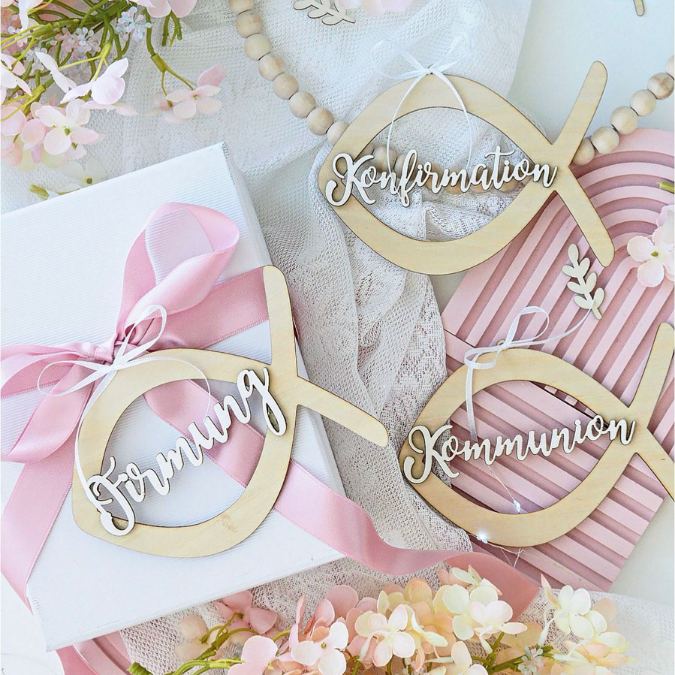 SVG Laserdatei Fisch Kränze 9 Designs inkl Sonnenfänger Konfirmation Kommunion Firmung Taufe Anhänger Kirche SVG-Datei personalisierbar – Bild 14
