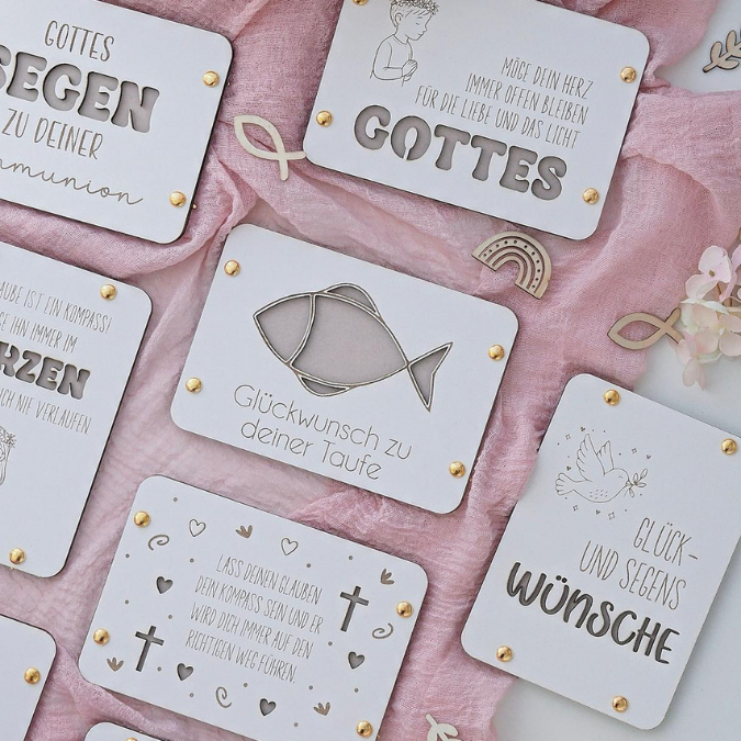 SVG Laserdatei Geldgeschenk Verpackung für Geld 8 Designs Kirchlich Taufe Konfirmation Kommunion Gutscheinkarten SVG-Datei Geldkarten – Bild 17
