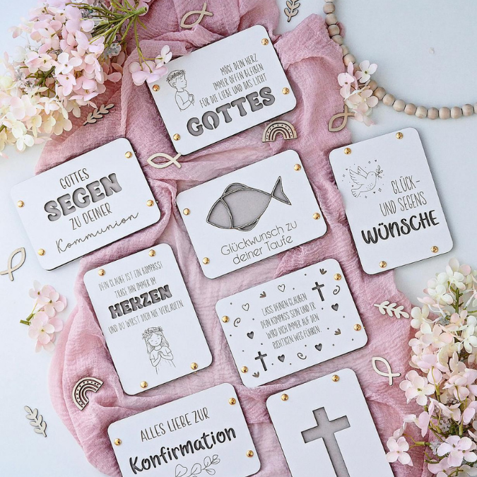 SVG Laserdatei Geldgeschenk Verpackung für Geld 8 Designs Kirchlich Taufe Konfirmation Kommunion Gutscheinkarten SVG-Datei Geldkarten – Bild 8