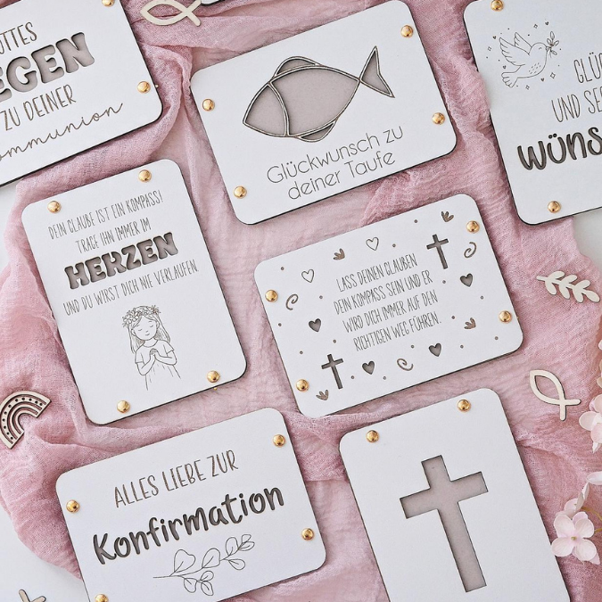 SVG Laserdatei Geldgeschenk Verpackung für Geld 8 Designs Kirchlich Taufe Konfirmation Kommunion Gutscheinkarten SVG-Datei Geldkarten – Bild 15