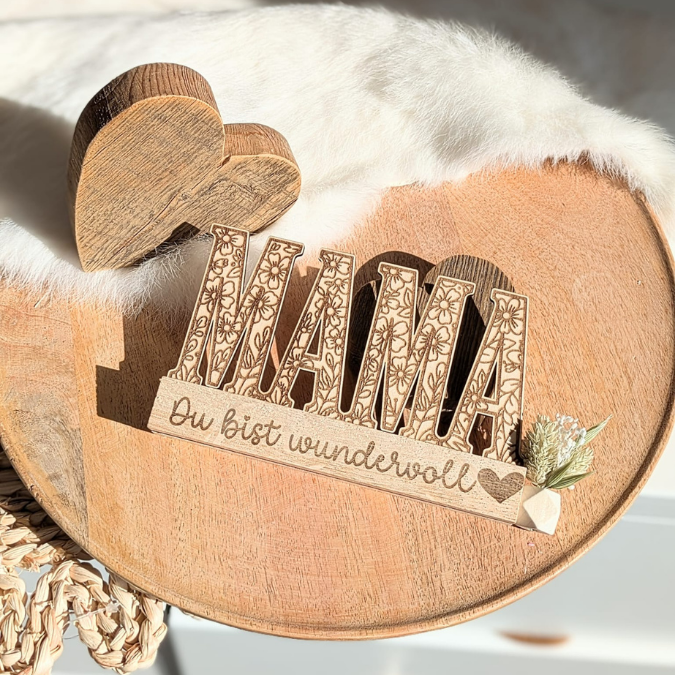 SVG Laserdatei Klötzchenschrift Mama Floral Muttertag Klötzchendatei Easy Sticks SVG Datei Mami – Bild 18