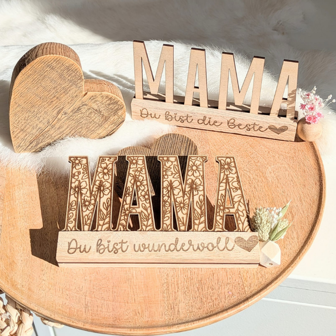 SVG Laserdatei Klötzchenschrift Mama Floral Muttertag Klötzchendatei Easy Sticks SVG Datei Mami – Bild 19