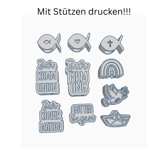 STL 3D Druck Datei 10 Designs 3 Größen Kirche Aufschieber Wunscherfüller für Reagenzglas Geldgeschenk Konfirmation Kommunion Firmung Taufe – Bild 2