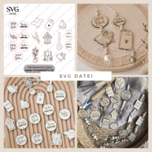 SVG Laserdatei Garten Sonnenfänger 18 Designs Sonnenfänger Anhänger Outdoor Blumen Pflanzen Gemüse Gute Laune Sommer Sonne SVG Datei