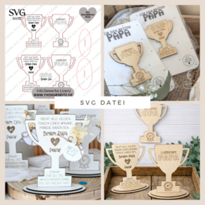 SVG Laser Datei Papa Opa Pokal zum stellen oder Hängen Geschenkidee für Vatertag Großvater Mann SVG Laserdatei Männergeschenk 3mm 4mm