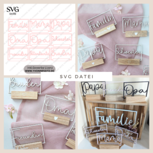 SVG Laser Datei Klötzchen Rahmen Mama Papa Oma Opa Schwester Familie Klötzchen Datei Easysticks Easy Sticks Laserdatei Muttertag vatertag