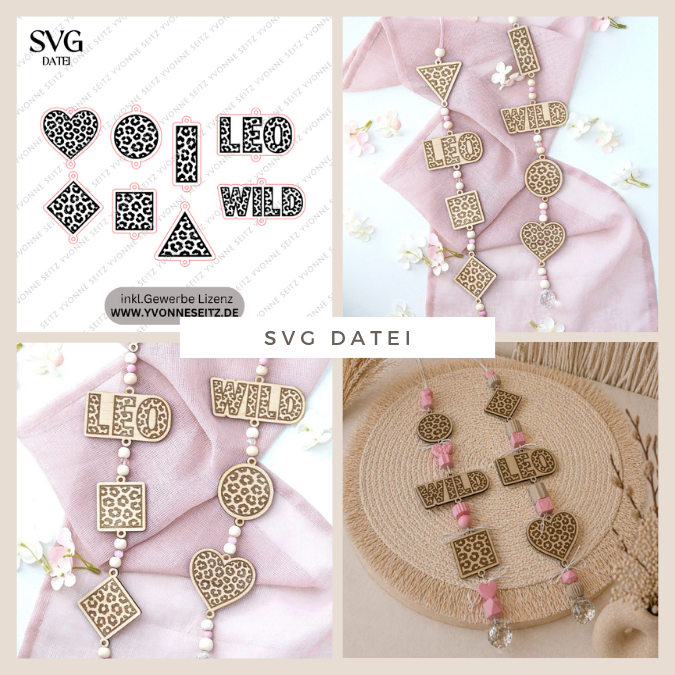 SVG Laserdatei Leo Sonnenfänger 8 Motive Anhänger Leopard Wild Leoliebe Gute Laune Sommer Sonne SVG Datei