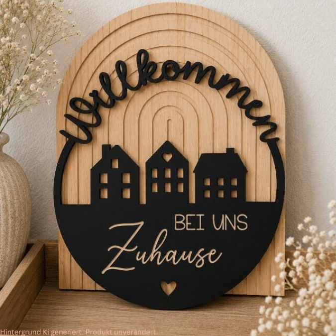 STL 3D Druck Datei Kränze 3 Designs Willkommen bei uns zuhause inkl Blanko zum personalisieren 3D-Datei 3D-Druck Vorlage Kranz Türkranz – Bild 9