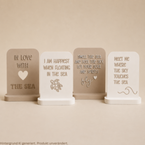 STL 3D Druck Datei Aufsteller OCEAN Quotes mit 3 Ständern und 4 Design Karten Schild Statement 3D-Druck Datei Sommer Meer Urlaub Strand