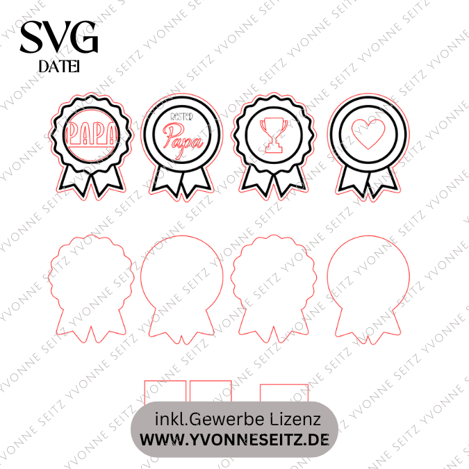 SVG Laser Datei 4 designs Mini Licht-Medaillen für Ballonlicht Geschenkidee für Papa Vatertag Opa Mann SVG Laserdatei Männergeschenk – Bild 2