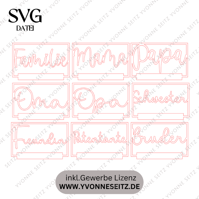 SVG Laser Datei Klötzchen Rahmen Mama Papa Oma Opa Schwester Familie Klötzchen Datei Easysticks Easy Sticks Laserdatei Muttertag vatertag – Bild 2