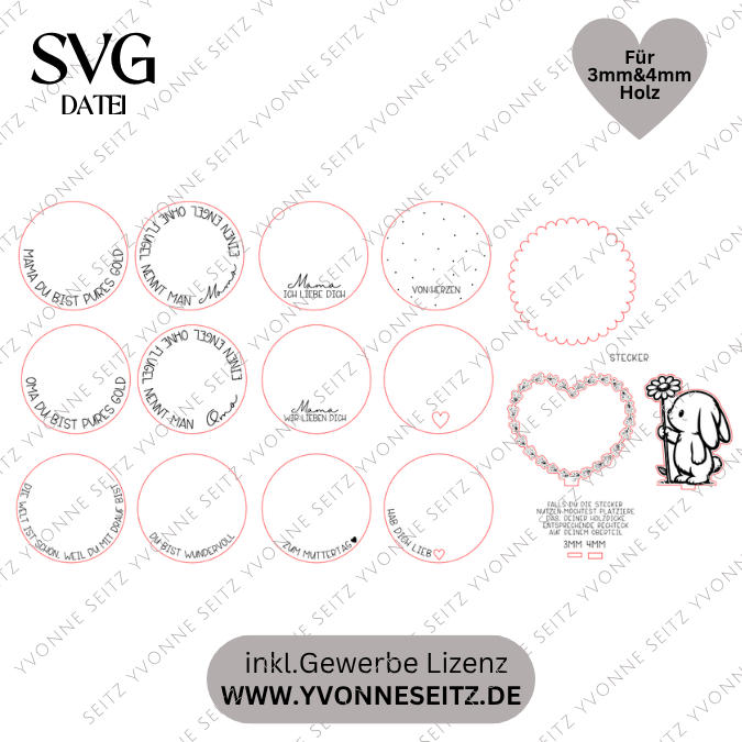 SVG Laserdatei Geschenkscheiben für Kleinigkeiten neutral Mama Oma Muttertag SVG-Datei inkl Stecker 3mm 4mm – Bild 2