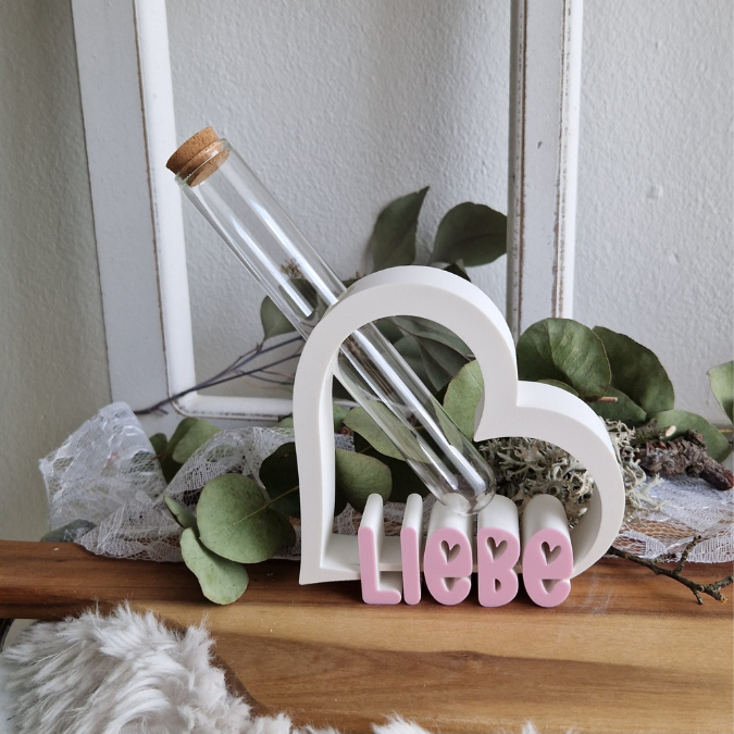STL 3D Druck Datei 4 Designs Herz für Reagenzglas Herzen Hochzeit Liebe Romantik 3D-Datei Gastgeschenk Tischdeko Valentinstag – Bild 3
