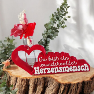 STL 3D Druck Datei Schriftzug 2er "Du bist ein wundervoller Herzensmensch" Geschenkidee Freundin 3D-Druck Datei Öffnung für Reagenzglas