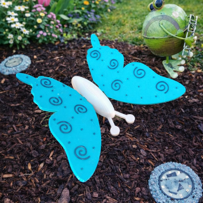 STL 3D Druck Datei Schmetterlinge 2.0 Gartenstecker Deko auch für Magnet 8x2mm Pflanzen Outdoor Deko Pflanzenstecker für 6mm, 8mm & 10mm Stäbe – Bild 5