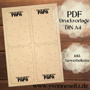 PRINT DRUCKVORLAGE PDF Verpackung f&uuml;r Kleinigkeiten Geschenkkarte 2 Designs F&uuml;r den besten Papa Vatertag Printable zum ausdrucken inlay T&uuml;te