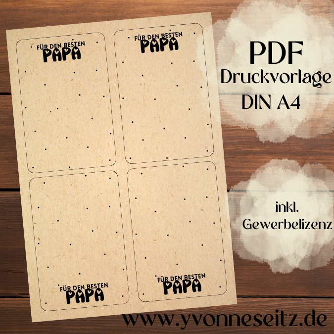 PRINT DRUCKVORLAGE PDF Verpackung für Kleinigkeiten Geschenkkarte 2 Designs Für den besten Papa Vatertag Printable zum ausdrucken inlay Tüte