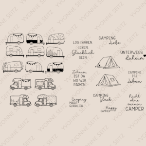SVG Laser Datei Gravur Bundle XXL Camping Wohnwagen Wohnmobil Zelt Campingglück Camper Unterwegs daheim Laserdatei Plotterdatei