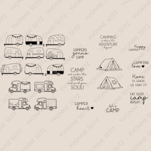 SVG Laser Datei Gravur Bundle Camping Wohnmobil Campingglück Camper Unterwegs daheim Laserdatei Plotterdatei englisch