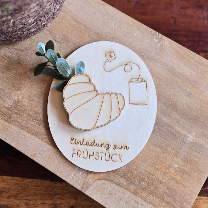 SVG Laserdatei Einladung zum Frühstück Karten für Blumen Gutscheine Brunch Mittagessen Lunch Frenchtoast Croissant Tee Kaffee SVG Datei – Bild 6