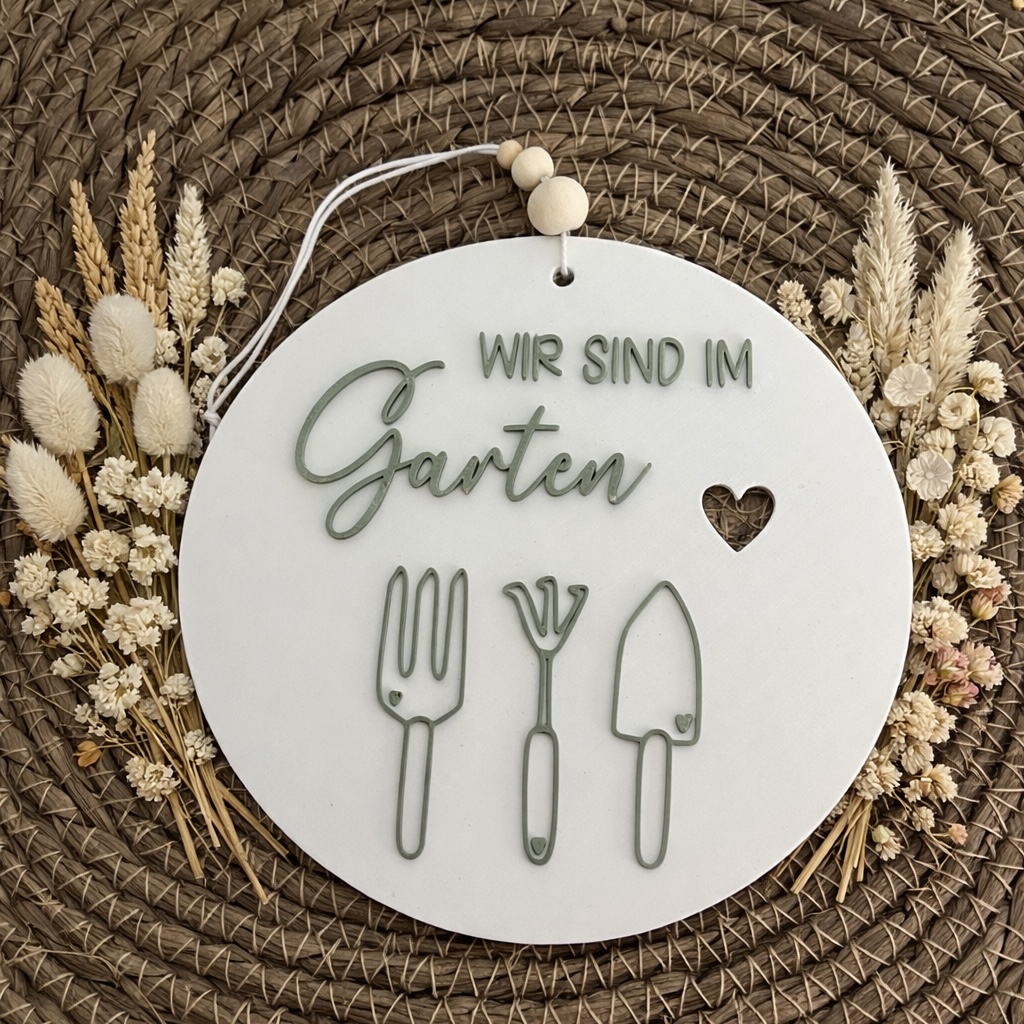 STL 3D Druck Datei Sind im Garten Schilder zum aufhängen Gartenliebe Gartenglück in 4 Designs mit Löchern für Sonnenfänger oder Anhänger – Bild 13