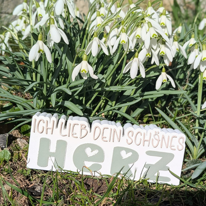 STL 3D Druck Datei Schriftzug Statement "Ich lieb dein schönes Herz" quote Geschenkidee Geburtstag Beste Freundin 3D-Druck Datei Aufsteller – Bild 3