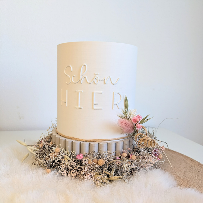 3D Druck Datei STL Windlicht rund inkl 2 versch. Sockel für beliebige LED Lichter "Schön hier" 3D-Druck Lampe Outdoor 125x135 SKALIERBAR – Bild 6