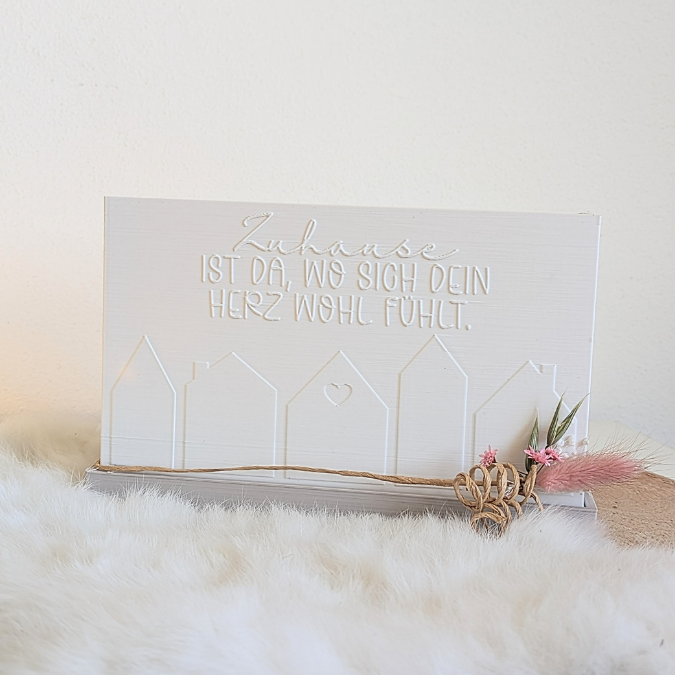 3D Druck Datei STL XXL Windlicht für beliebige LED Lichter Rechteckig Zuhause ist da, wo sich dein herz wohlfühlt + Sockel 240x100mm 3D-Druck – Bild 8
