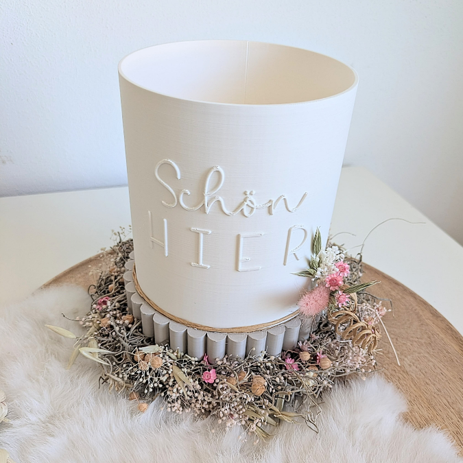 3D Druck Datei STL Windlicht rund inkl 2 versch. Sockel für beliebige LED Lichter "Schön hier" 3D-Druck Lampe Outdoor 125x135 SKALIERBAR – Bild 8