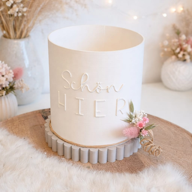 3D Druck Datei STL Windlicht rund inkl 2 versch. Sockel für beliebige LED Lichter "Schön hier" 3D-Druck Lampe Outdoor 125x135 SKALIERBAR – Bild 10