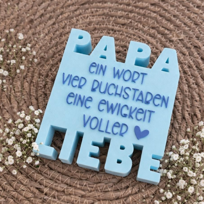 STL 3D Druck Datei Aufsteller in 2 Designs Mama Papa Muttertag Vatertag Geschenkidee Schriftzug ein Wort, vier Buchstaben... 3D-Druck Datei – Bild 5