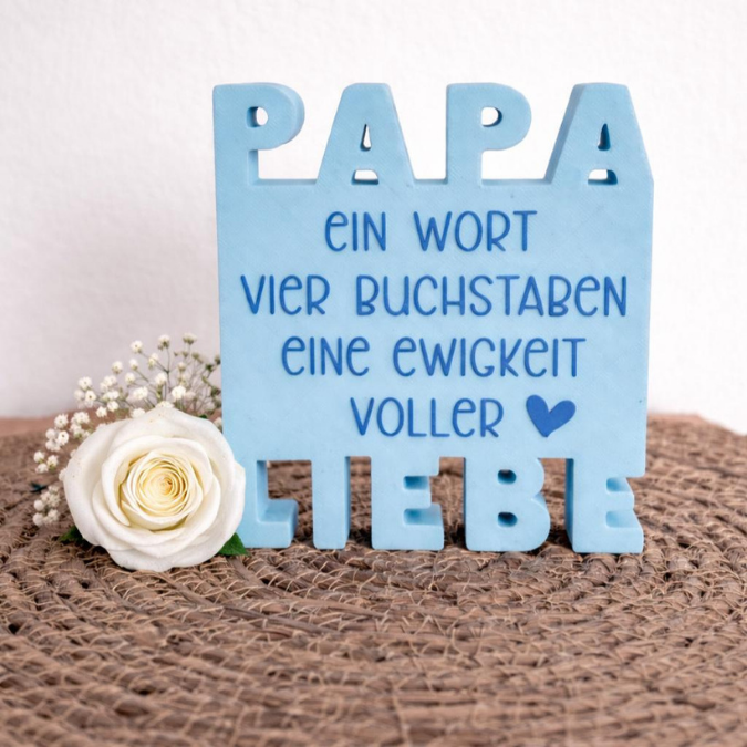 STL 3D Druck Datei Aufsteller in 2 Designs Mama Papa Muttertag Vatertag Geschenkidee Schriftzug ein Wort, vier Buchstaben... 3D-Druck Datei