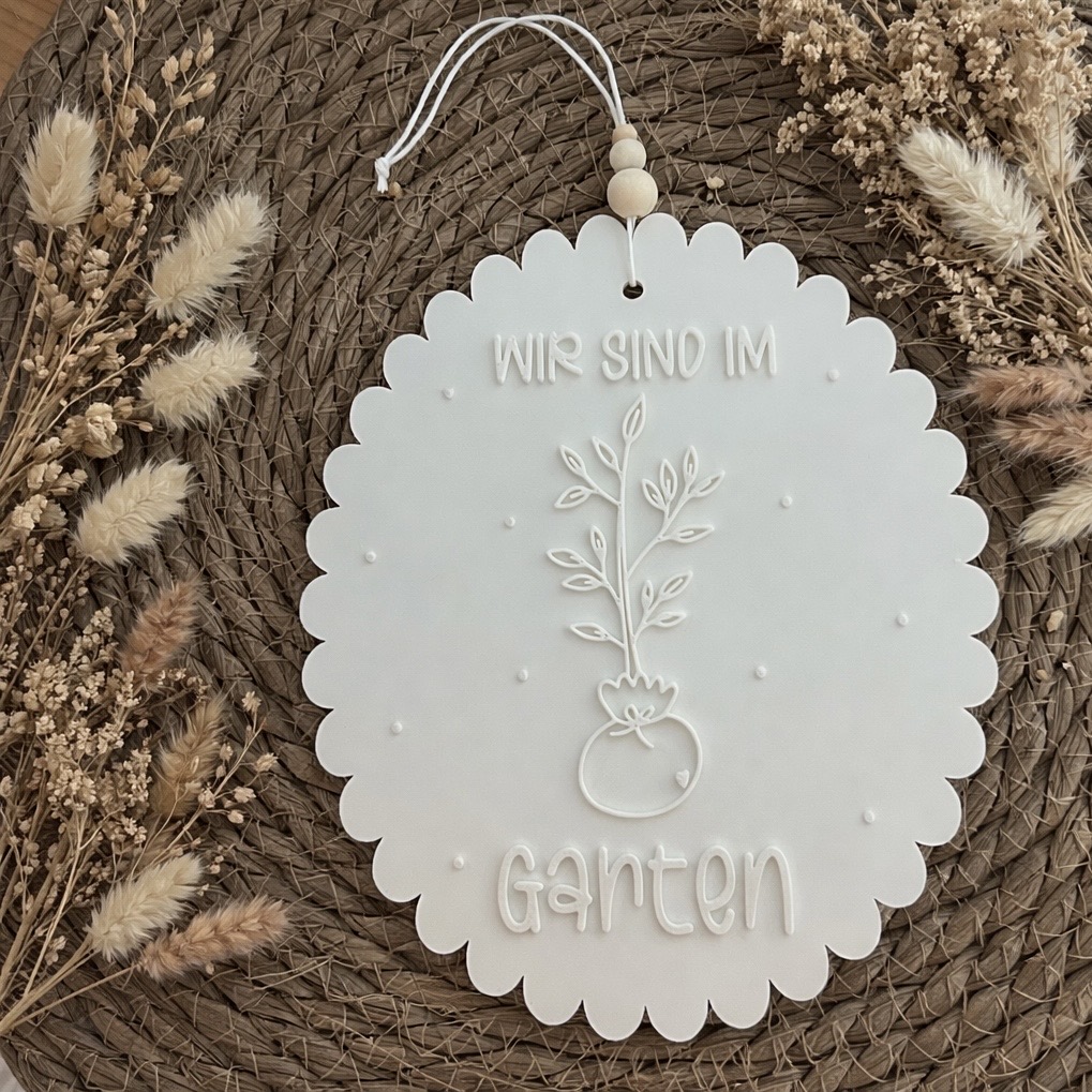 STL 3D Druck Datei Sind im Garten Schilder zum aufhängen Gartenliebe Gartenglück in 4 Designs mit Löchern für Sonnenfänger oder Anhänger – Bild 9