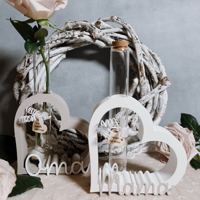STL 3D Druck Datei 4 Designs Herz für Reagenzglas Mama Oma Schriftzug 3D-Datei Muttertag Beste Mama Best Mom deutsch und englisch – Bild 4