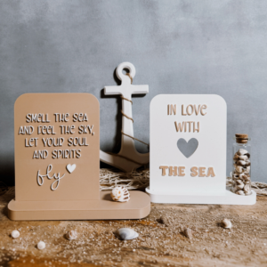 STL 3D Druck Datei Aufsteller OCEAN Quotes mit 3 Ständern und 4 Design Karten Schild Statement 3D-Druck Datei Sommer Meer Urlaub Strand
