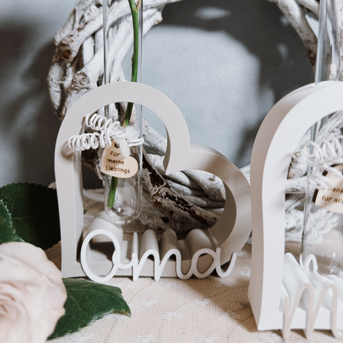 STL 3D Druck Datei 4 Designs Herz für Reagenzglas Mama Oma Schriftzug 3D-Datei Muttertag Beste Mama Best Mom deutsch und englisch – Bild 5