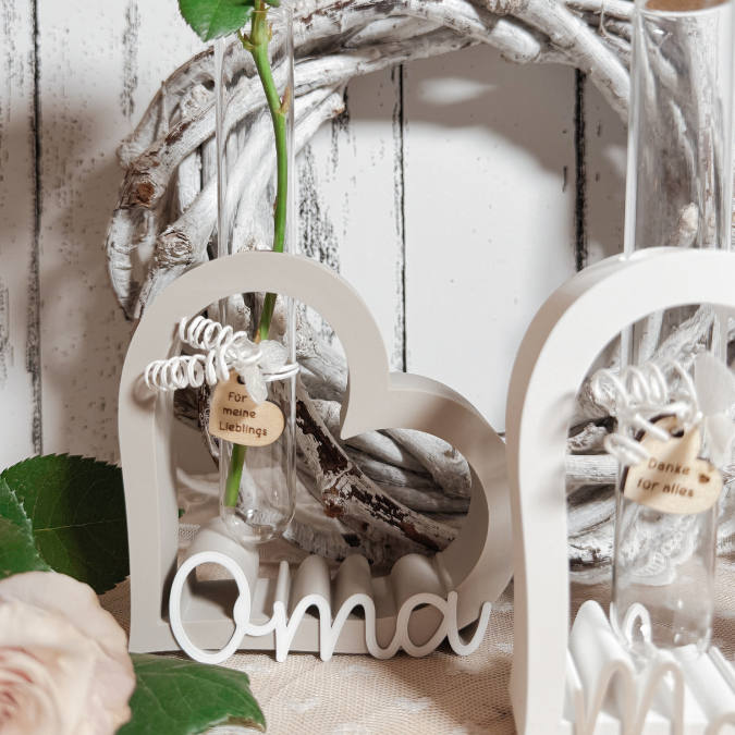 STL 3D Druck Datei 4 Designs Herz für Reagenzglas Mama Oma Schriftzug 3D-Datei Muttertag Beste Mama Best Mom deutsch und englisch – Bild 6