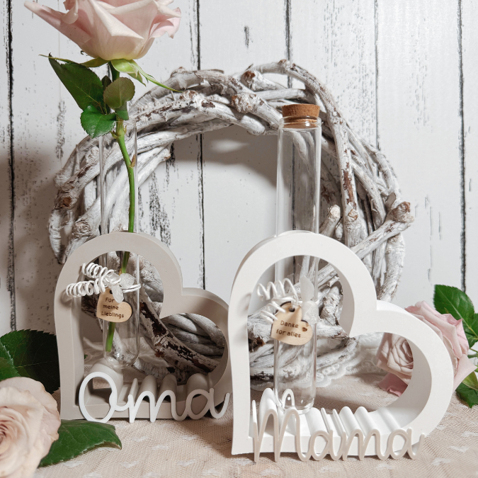 STL 3D Druck Datei 4 Designs Herz für Reagenzglas Mama Oma Schriftzug 3D-Datei Muttertag Beste Mama Best Mom deutsch und englisch – Bild 7